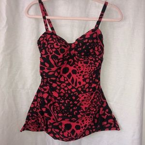 It’s SWIMSUIT time! Red & black one pice.